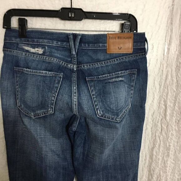 True Religion "Cameron" Patched Distressed Jeans Size 25 - Picture 6 of 12